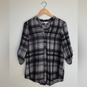 Lightweight Chiffon Plaid Dress Shirt